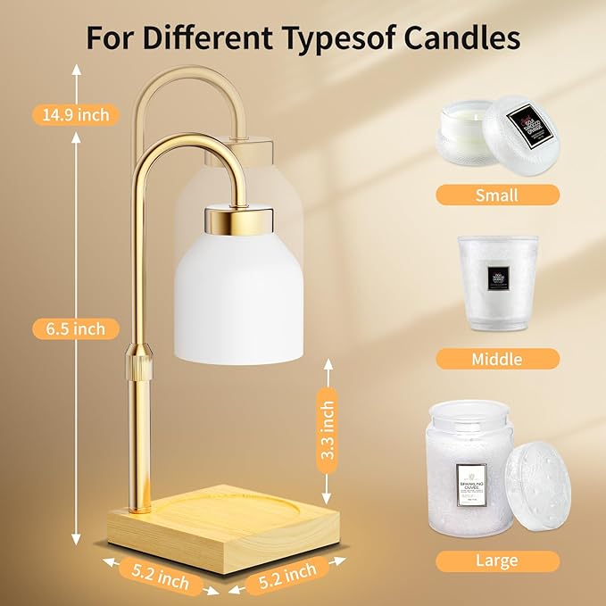 Candle Warmer Lamp, Electric Candle Lamp Warmer, House Warming Gifts New Home Bedroom Decor, Dimmable Wax Melt Warmer for Scented Wax with 2 Bulbs, for Mom(Ivory White)