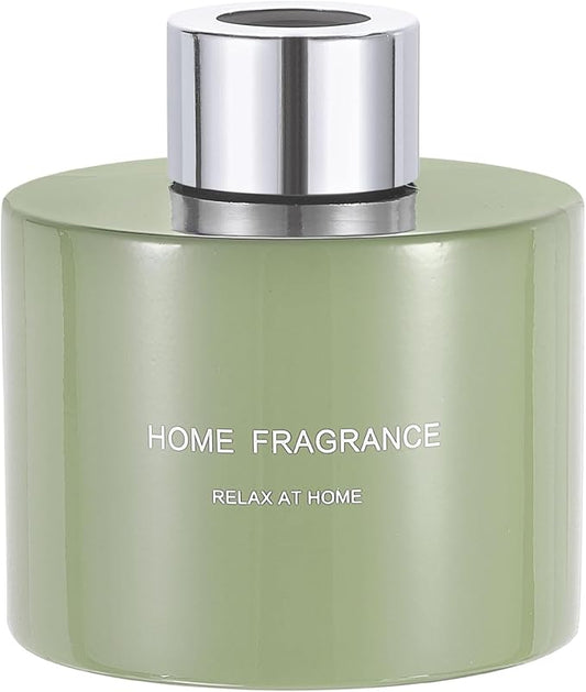HARFINGTON Empty Glass Diffuser Bottle 140ml/4.7oz Refillable Fragrance Accessories Aromatherapy Jar Container for Replacement Reed Diffuser DIY Home Bathroom Green with Silver Tone Cap