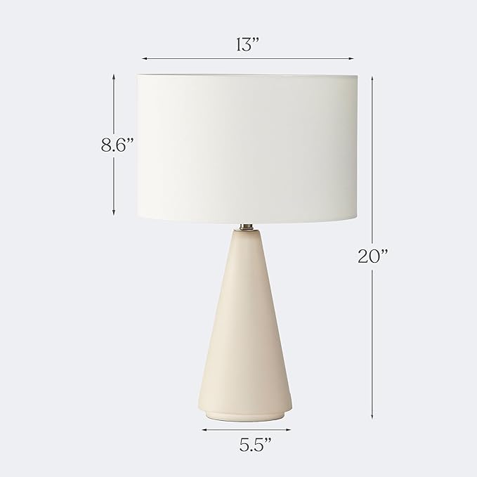 Brightech Nathaniel LED Table Lamp - Modern White Cement Tower Table Lamp for Bedside, Nightstand, Desk - Cozy Soft White Light for Living Room, Bedroom