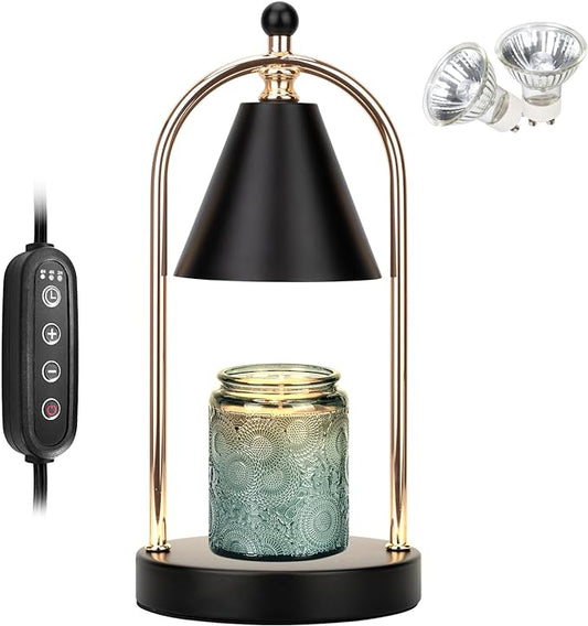 Soilsiu Candle Warmer Lamp with Timer, Electric Black Light for Bedroom, Dimmer Wax Melts Warmer for Candle Jars, Beside Lamp Gifts for Women Home Decor (2 Bulbs Included)
