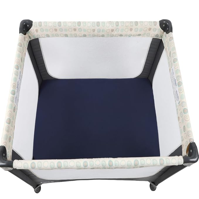Muslin Square Playard/Playpen Fitted Sheets, Perfect for 36 X 36 Inch Portable Playard Soft 100% Cotton Grey & Navy