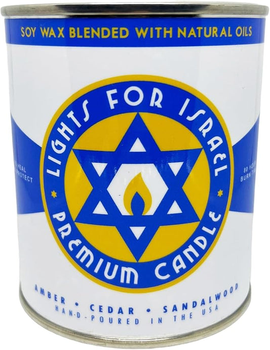 Long-Burning, One-Pint Premium Candles for Men | Vintage Inspired Oil Can Design | Soy Wax, Vegan Friendly, Made in The USA | Fury Bros. | Classically Cool (Lights for Israel)