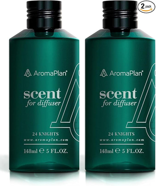 Aromaplan Hotel Scents 24 Knights 5 Fl Oz (2 Pack), Luxury Aroma & Hotel Fragrance Diffuser Oil- Hotel Diffuser Oil for Aromatherapy- USA Made, Bigger Bottle, Bolder Aroma & Longer Lasting