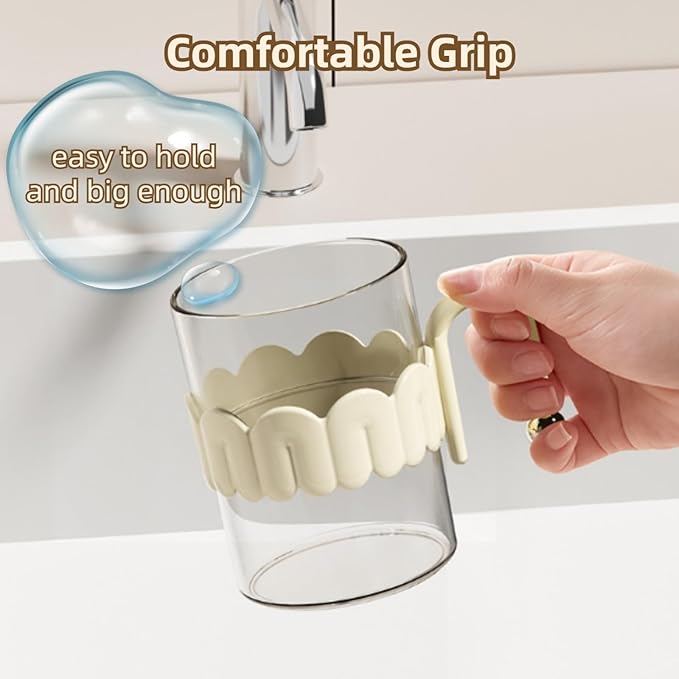 Transparent Mouthwash Cups, Toothbrush Holders, Mug for Mouth-Rinsing, Toothbrush Cups, Plastic Toothbrush and Toothpaste Organizer for Bathroom Vanity,Sink,Countertop (White)