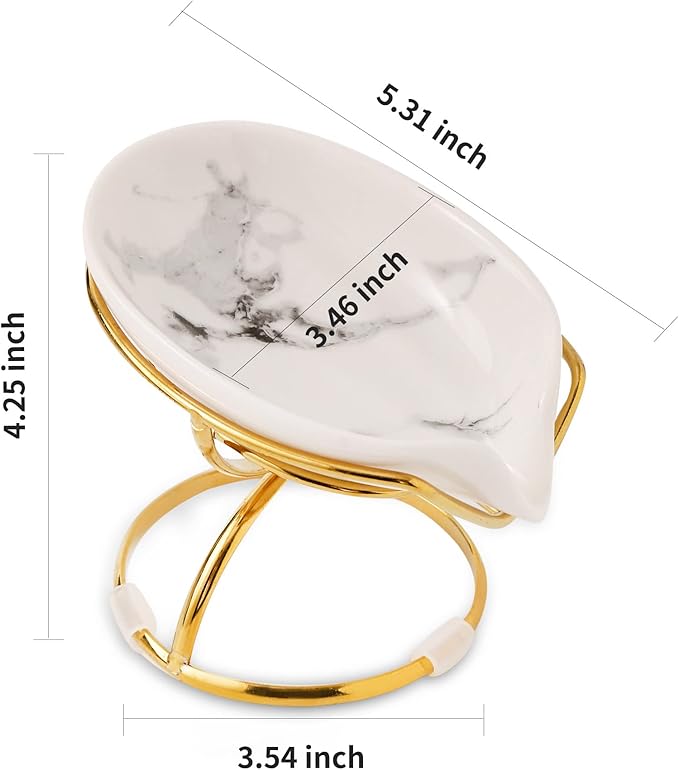 Leaf-Shaped Ceramic Soap Dish with Drain, Holder, Saver, Tray, Bar Soap Holder, Easy Cleaning, for Shower Bathroom Kitchen Sink Bathtub, Pro-Environment White