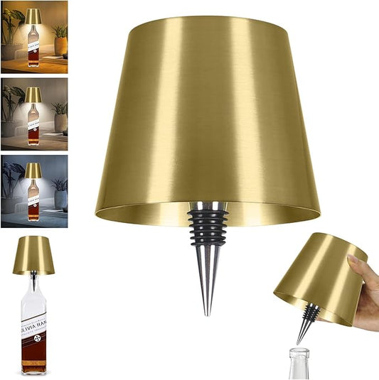 Wine Bottle Lamp, 2025 New 3 Color Rechargeable Wireless Bottle Lamp for Liquor Bottles with Touch Dimming for Parties, Restaurants & Home Decor (Gold)