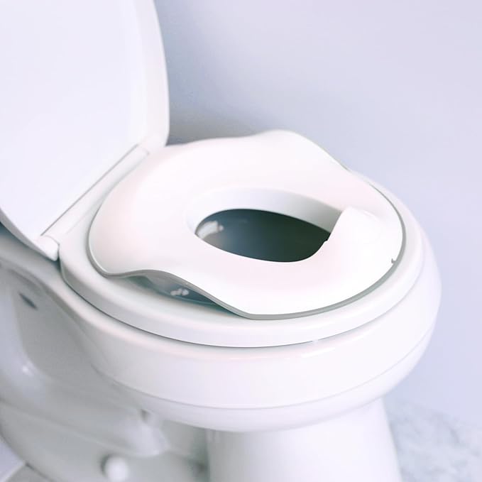 Ubbi Adjustable Toilet Trainer for Toddlers in Potty Training with Built-in Handles and Bonus Potty Hook for Easy Storage, Gray