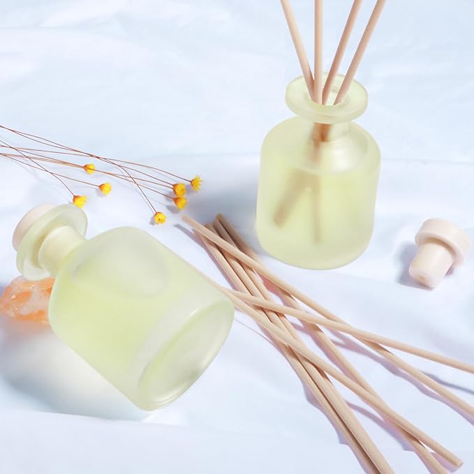 Reed Diffuser - Jasmine Green Tea 3.38oz (100ml) 2 Packs Essential Oil Reed Diffuser Set with 16 Sticks, Long Lasting Fragrance for Home, Bathroom, Bedroom, Room, Decor