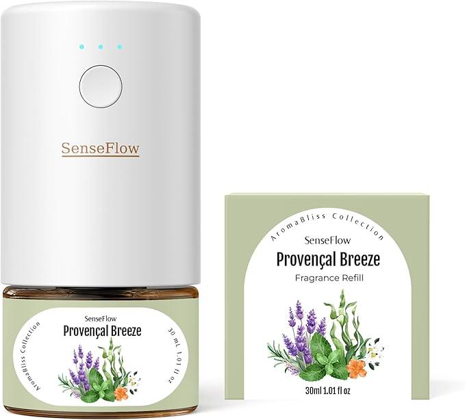 SF101 Waterless Ultrasonic Essential Oil Diffuser–100% Plant-Based,120-Day Natural Air Freshener & Aromatherapy Diffuser for Home,Hotel,Studio–Covers up to 100㎡-Provençal Breeze