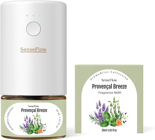 SF101 Waterless Ultrasonic Essential Oil Diffuser–100% Plant-Based,120-Day Natural Air Freshener & Aromatherapy Diffuser for Home,Hotel,Studio–Covers up to 100㎡-Provençal Breeze