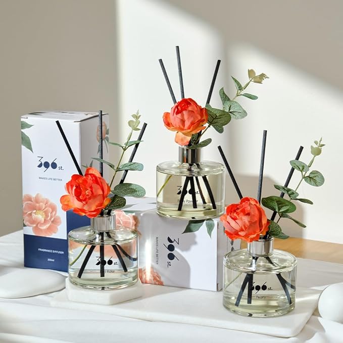 396 st. Peony Flower Reed Diffuser, Red Rose(Also Known as Rose Perfume), 200ml(6.7oz) / Reed Diffuser Sets, Scentsy Home Fragrance, Scented Oils, Home & Bathroom Décor