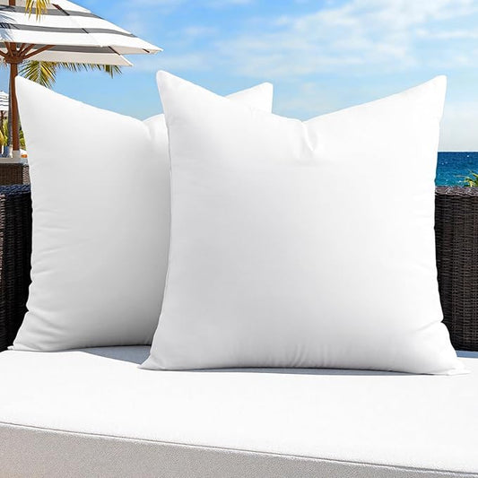 MIULEE Pack of 2 26x26 Outdoor Pillow Inserts, Outdoor Throw Pillows Water-Resistant Decorative Premium Square Pillow Stuffer Sham for Porch Swing Couch Sofa Cushion Patio Furniture