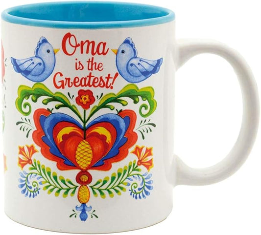 Essence of Europe Gifts E.H.G 12 oz. Ceramic Coffee Mug, Oma is the Greatest Design - Multicolor Ceramic Mug, German or Dutch Grandma