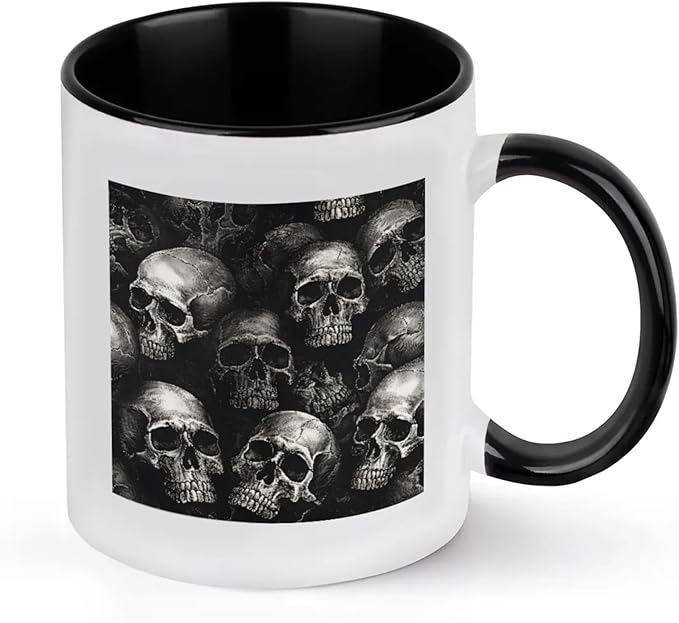 Mugs for Women, Coffee Cups Ceramic Mug, Skulls Head Tea Cups with Handle for Men, 11.2oz Ceramic Coffee Cup for Home Unique Coffee and Tea Mug Aesthetics