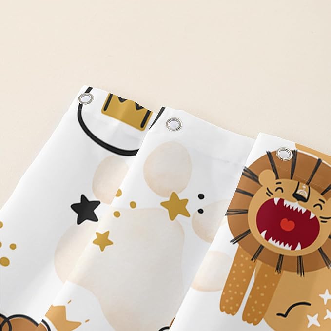 AILONEN Cute Lion Shower Curtain for Bathroom, Children Kwwaii Animal Bathroom Curtain Decor,Printed Bath Curtain for Boys Girls 72" W*78" H Polyester Waterproof Bathroom Curtain with 12 Hooks