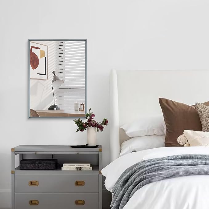 AAZZKANG Rectangle Metal Framed Mirrors 28"x20" for Wall Modern Hanging Mirror with Aluminum Frame for Bathroom Bedroom Living Room Entryway Home Decor