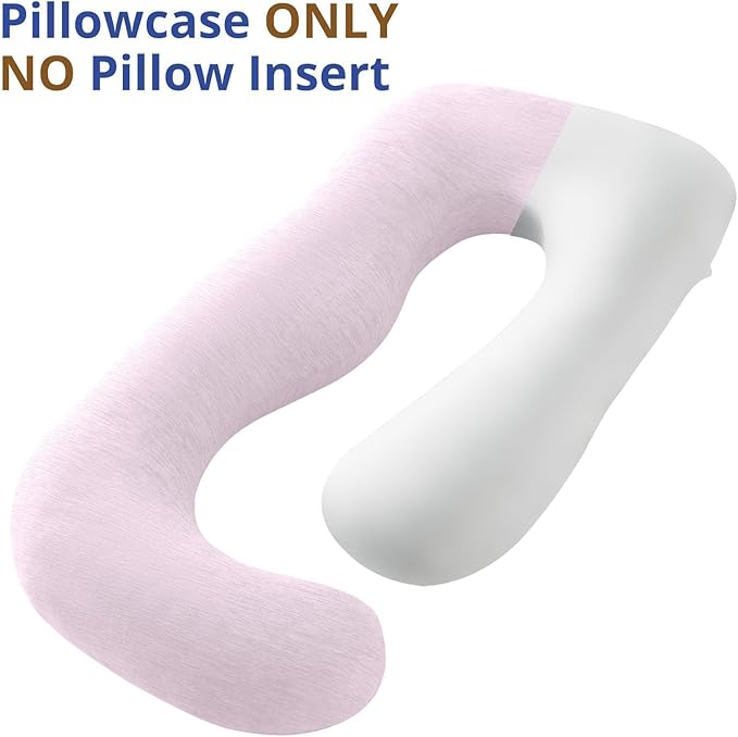 SASTTIE Cooling Pregnancy Pillow Cover, 57-inch U Shaped Pregnancy Pillow Case, Cooling Maternity Pillow Cover Fits 55/57 Inch Pregnant Pillow, Pink