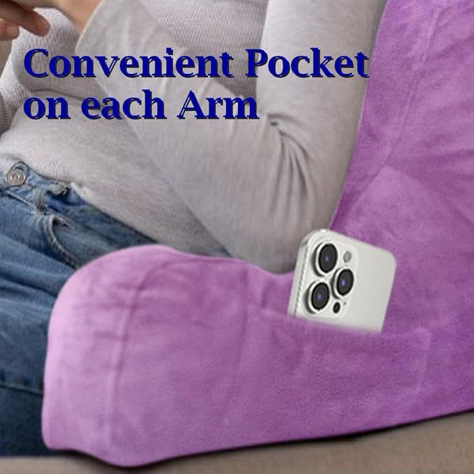 ComfortSpa Reading Pillow Replacement Cover for 19 inch Back Rest Pillow, Polyester Velour Machine Wash and Dry (Lavender)