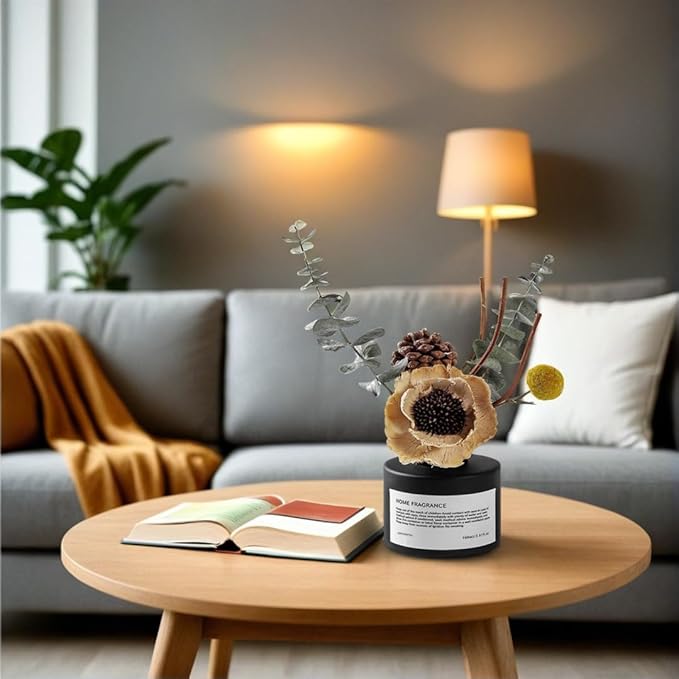 Reed Diffuser Set with Dried Flowers, 3.38fl.oz Fragrance Diffuser with Sticks, Scented Sticks Aroma Diffuser, Home & Office Décor for Air Fresheners, Bathroom (Lime Basil Citrus)