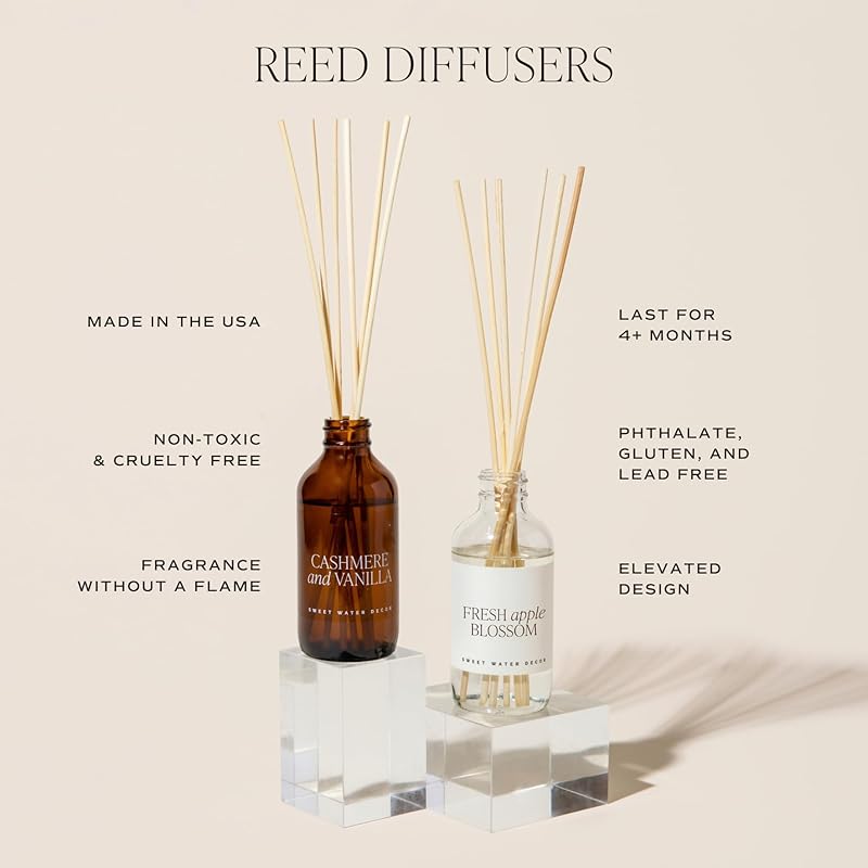 Sweet Water Decor Christmas Tree Reed Diffuser Set - Spruce, Pine Needles, Cedar, and Moss Scented Diffusers - Scent Diffusers for Home, Long Lasting Fragrance, Made in the USA