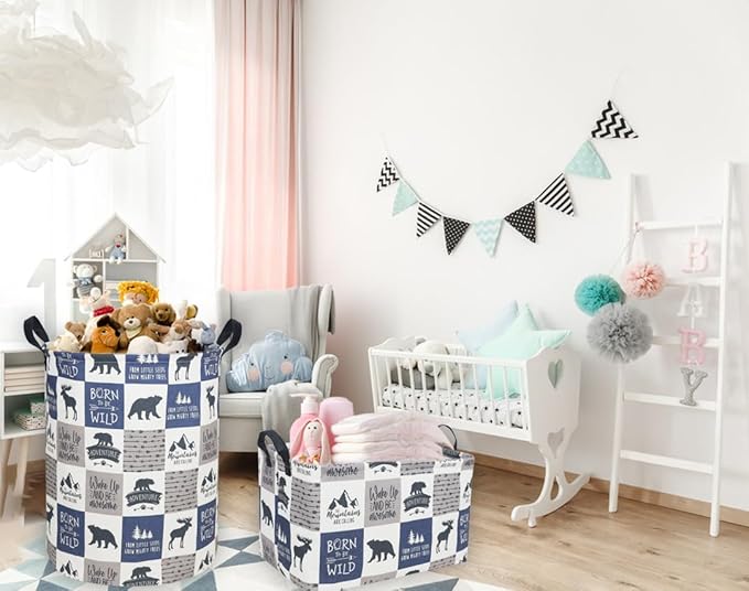 Kids Laundry Hamper, Animal Laundry Basket Collapsible Nordic Style Storage Baskets for Home Decor,Office,Toy Organizer,(Bear)