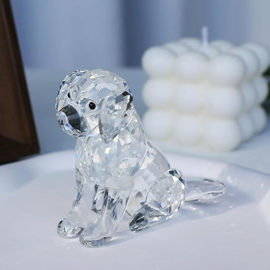 Crystal Dog Figurine Faceted Glass Puppy Statue Clear Labrador Ornament Animal Collectible Sculpture Handscraft Paperweight Home Decor