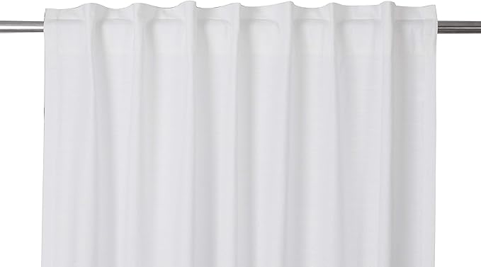 Ramanta Home 100% Cotton Light Filtering Curtains 50" x 84" - Set of 2, White Curtain for Living Room, Bedroom, Farmhouse Cotton Duck Fabric Semi Sheer Back Tab Window Linen Panels - White