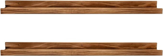 AZSKY 48 Inches Long Wood Photo Picture Ledge Shelf with Lip Floating Shelves for Nursery Books Set of 2 Rustic Wall Shelf for Kids Bedroom Office Bathroom Living Room Frames