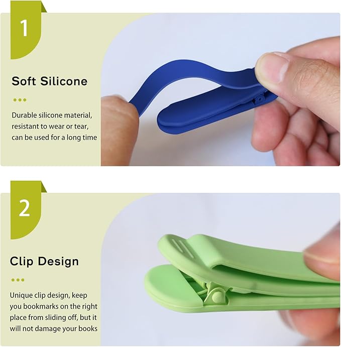 SMUK 6pcs Silicone Automatic Bookmark, Unique Bookmark Page Keeper for Reading Lovers Women Men Kids Teachers, Book Page Holder Markers Clip Book Marks Reading Accessories Gifts
