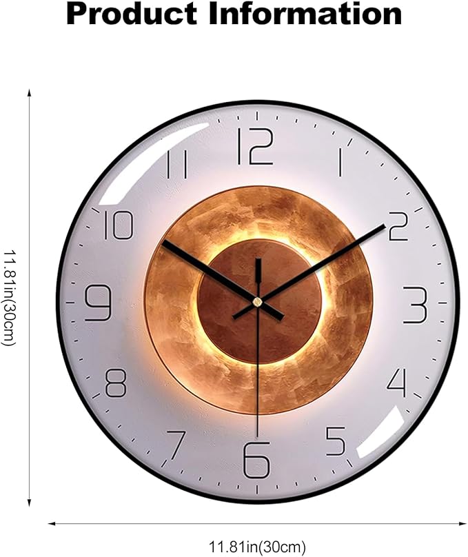 Ergocar Wall Clock, Art Deco Wall Clock, Non-Ticking Silent Modern Metal Wall Clock, Suitable for Living Room, Bedroom, Office,Study Room