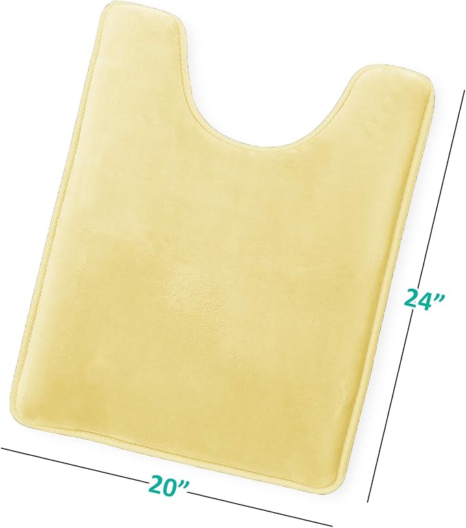 Clara Clark Bathroom Rugs, Velvet Memory Foam Bath Mat, Non-Slip, Machine Washable Bath Rugs - Dries Quickly, Ultra Soft Plush Bath Mats for Bathroom, 20 x 24, Mellow Yellow