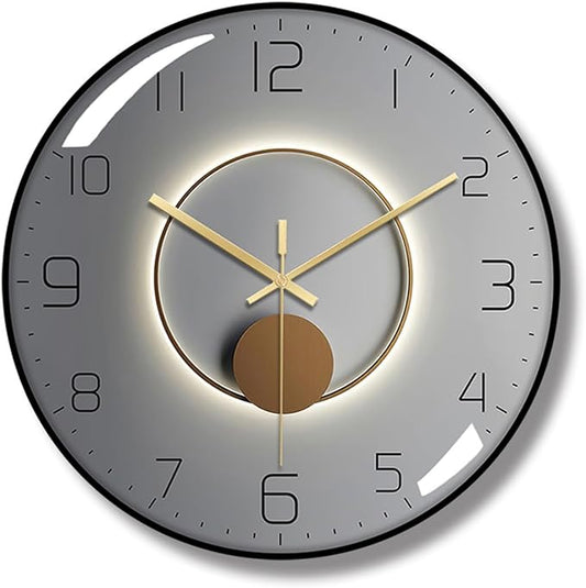 Ergocar Art Deco Silent Wall Clock - Non-Ticking Modern Metal Clock for Living Room, Bedroom, Office & Study Room