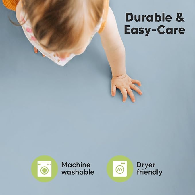 Pack and Play Sheets Fitted, 2-Pack Mini Crib Sheets - Pack N Play Sheets, Organic Fitted Crib Sheet for Pack and Play Mattress, Playard Baby Crib Sheets, Crib Sheets Neutral for Boys, Girls (Steel)