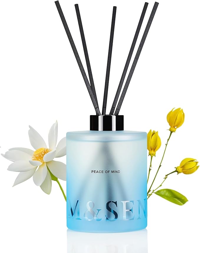 M&SENSE Citrus & Ylang Scented Reed Diffuser-16.9 fl oz Natural Essential Oil Diffuser with Sticks, Non-Toxic Home Fragrance Refreshing Air Gift for Spa Bedroom Decor