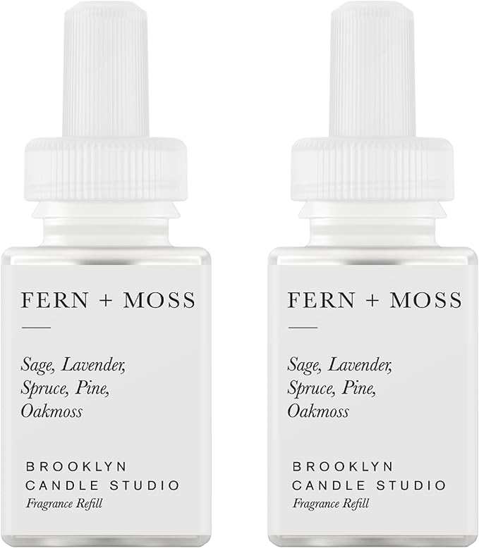 Pura & Brooklyn Candle Studio Home Scent Refill - Smart Home Air Diffuser - Up to 120-Hours of Luxury Fragrance per Vial - Clean & Safe Diffuser Fragrance - 2 Pack, Fern & Moss
