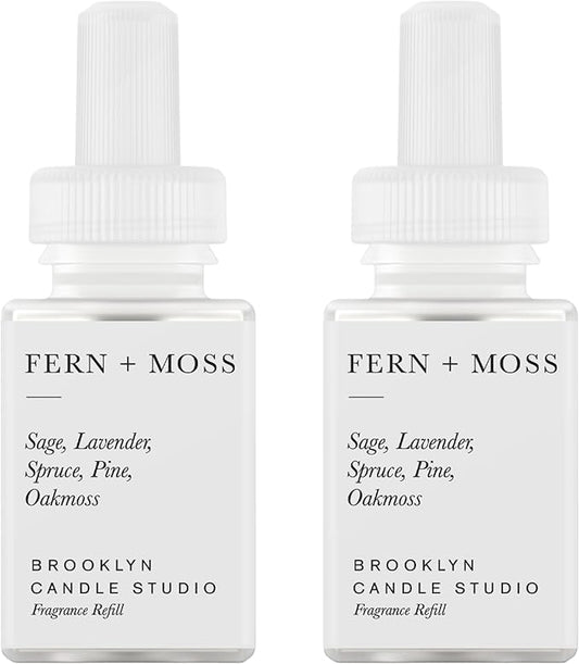 Pura & Brooklyn Candle Studio Home Scent Refill - Smart Home Air Diffuser - Up to 120-Hours of Luxury Fragrance per Vial - Clean & Safe Diffuser Fragrance - 2 Pack, Fern & Moss