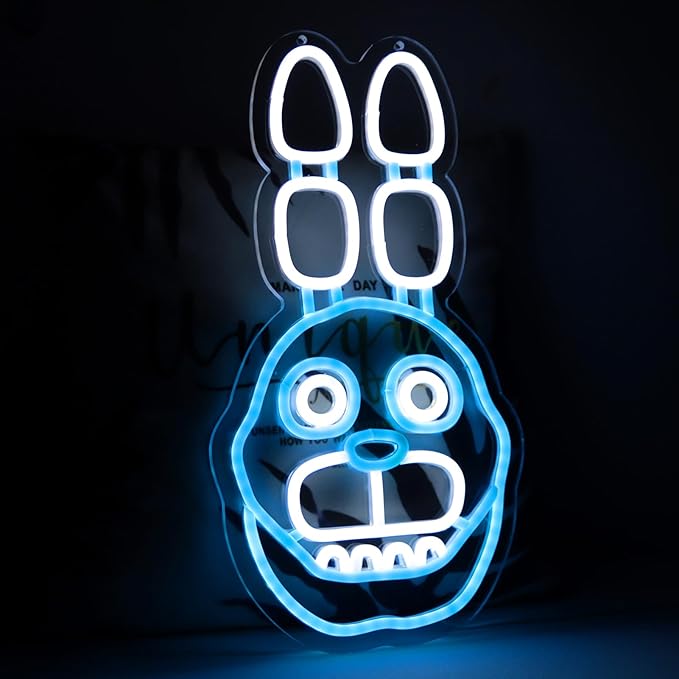 Bonnie The Rabbit Neon Signs for Wall Decor，LED Neon Lights for Bedroom，Birthday、Christmas Gifts for kids 5V Power Adapter 16.1 * 8.7Inch