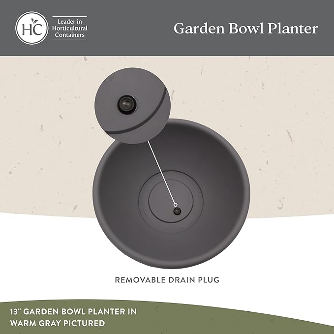 The HC Companies Shallow Planter with Drainage - Contemporary Garden Bowl Planter for Flowers, Herbs & More - Round Succulent Planter Pot for Indoors and Outdoors (24" Black, Pack of 2)