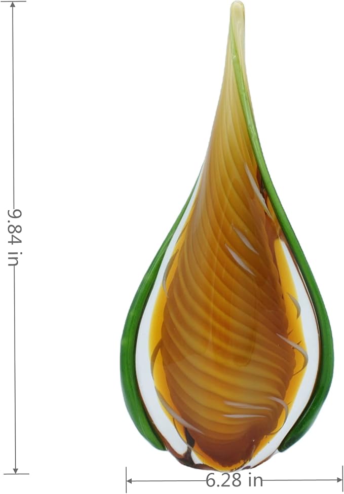 Handmade Blown Murano-Style Art Glass Sculpture, Yellow and Green Glass Craft Decoration