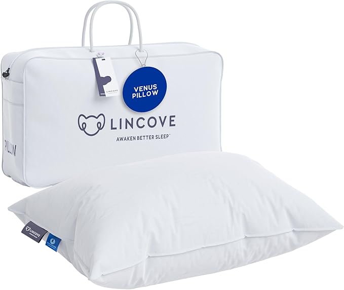 Lincove 100% European Down Venus Pillow – German Down 600 Fill Power, 400 Thread Count Shell, Made in Canada, | Luxe Collection, 20"x20"