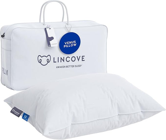 Lincove 100% European Down Venus Pillow – German Down 600 Fill Power, 400 Thread Count Shell, Made in Canada, | Luxe Collection, 20"x20"