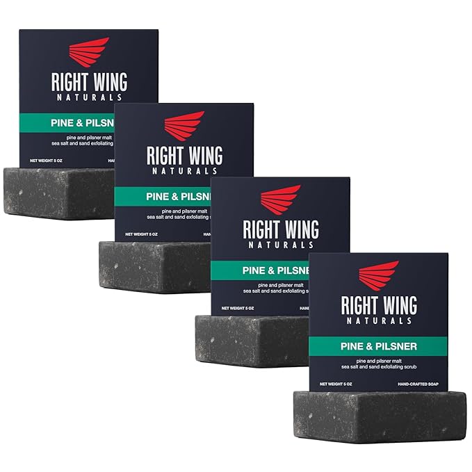 Right Wing Naturals Bar Soap Gift Set for Men | Handcrafted Cold-Pressed | Handmade Organic Soap for Men | Most Popular Flavors | Natural Scented Men’s Bar Soap| Pack of 4 Bars