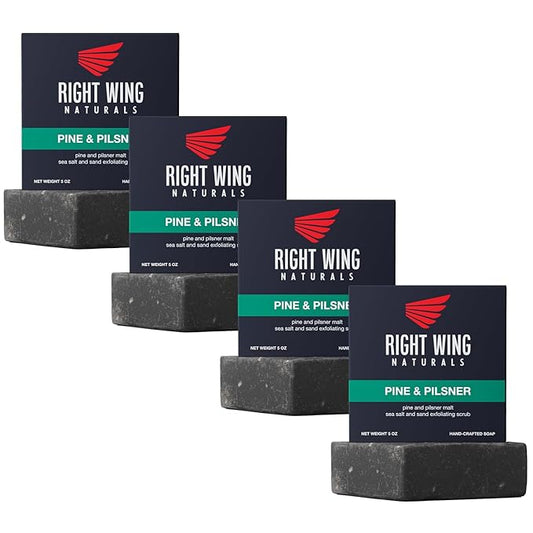 Right Wing Naturals Bar Soap Gift Set for Men | Handcrafted Cold-Pressed | Handmade Organic Soap for Men | Most Popular Flavors | Natural Scented Men’s Bar Soap| Pack of 4 Bars