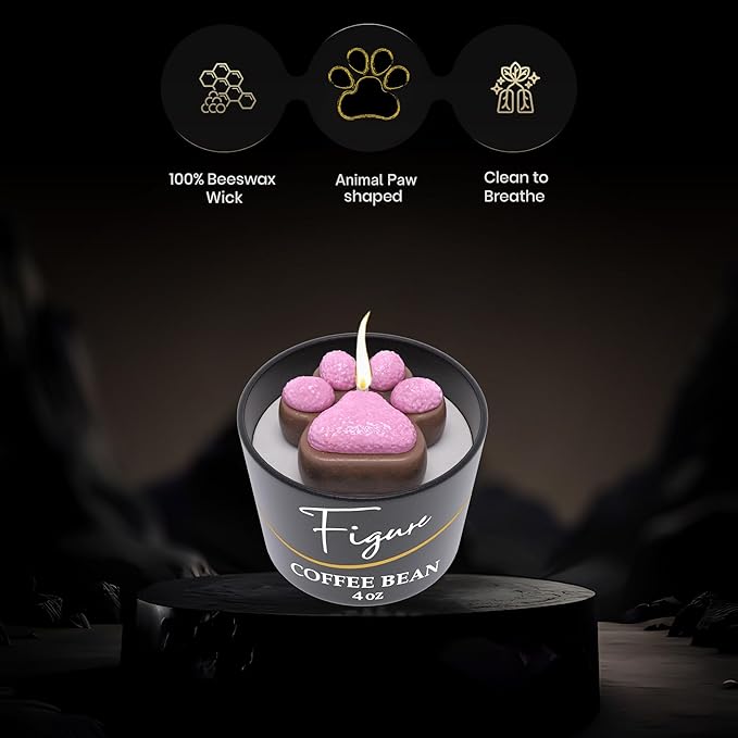 All Natural Scented Candle for Dog & Cat Lovers | Hand-Poured | Beeswax & Organic Soy Wax Blend | 100% Beeswax Wick | Dog Mom's | Pet Birthday | Premium Gift Box Included | Paw Coffee Bean 4 oz