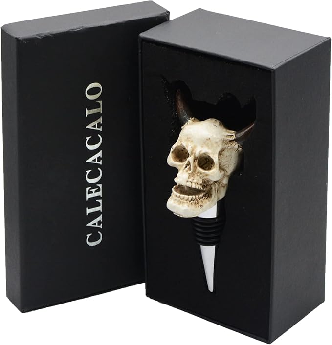 Wine Bottle Stopper Horned Demon Devil Skull Decor Beverage Wine Cork for Man Housewarming Gift,Christmas,Thanksgiving