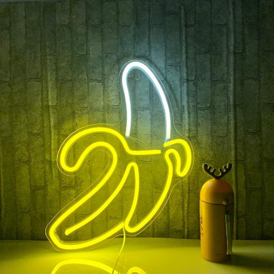 Banana Neon Signs Led Neon Lights Art Wall Decorative Lights Neon Lights for Room Wall Kids Bedroom Birthday Party Bar Decor 11''x19.7'' (Warm Yellow)