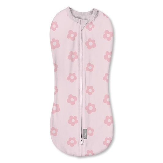 SwaddleMe by Ingenuity Compression Swaddle Pod, Two-Way Zipper for Easy Changes, Improves Sleep & Calms Startle Reflex, 0-2 Months, 2-Pack - Flower Confetti