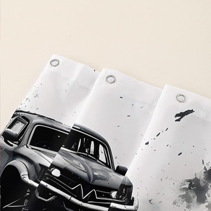 AILONEN Boys Monster Truck Shower Curtain for Bathroom, Watercolor Truck Bath Curtain,Cartoon Truck Shower Curtain for Kids Teen,Waterproof Curtain Bathroom 72" W*84" H Decor with 12 Plastic Hooks