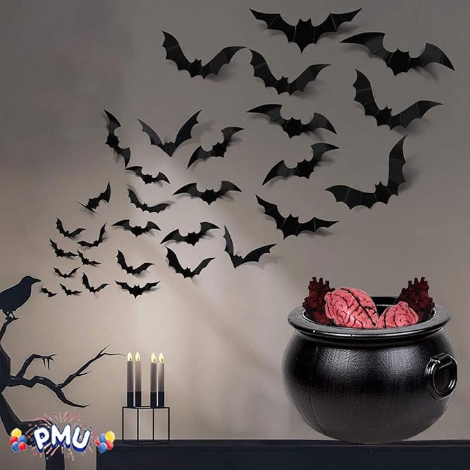 PMU 2 Pc Halloween Cauldron - Blow Mold Plastic Party Accessory - Candy Holder for Kids - Halloween Party Favors & Supplies – Perfect for Trick or Treat - 16 Inch Black