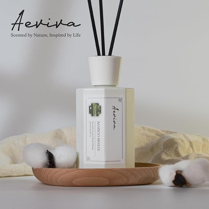 Reed Diffuser Set, 6.76 fl oz Bamboo Breeze Scented Oil Diffuser, Home Fragrance with Reed Sticks for Bedroom, Office, Bathroom Shelf Decor & Gifts